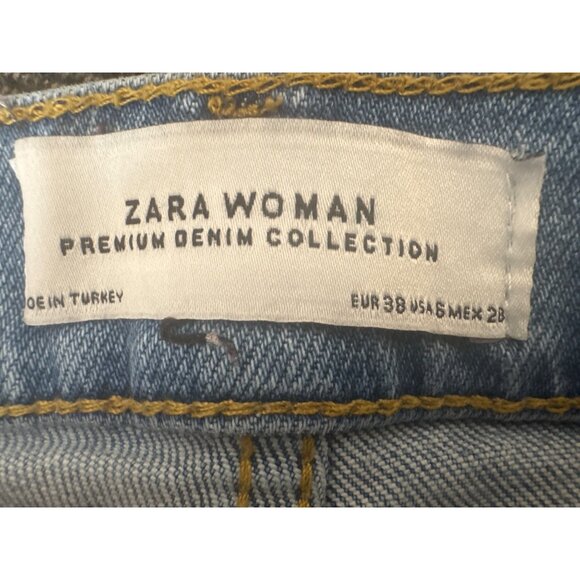 2/$30 Zara Woman Size 28 Premium Denim Distressed Jeans Light Blue - Picture 5 of 14